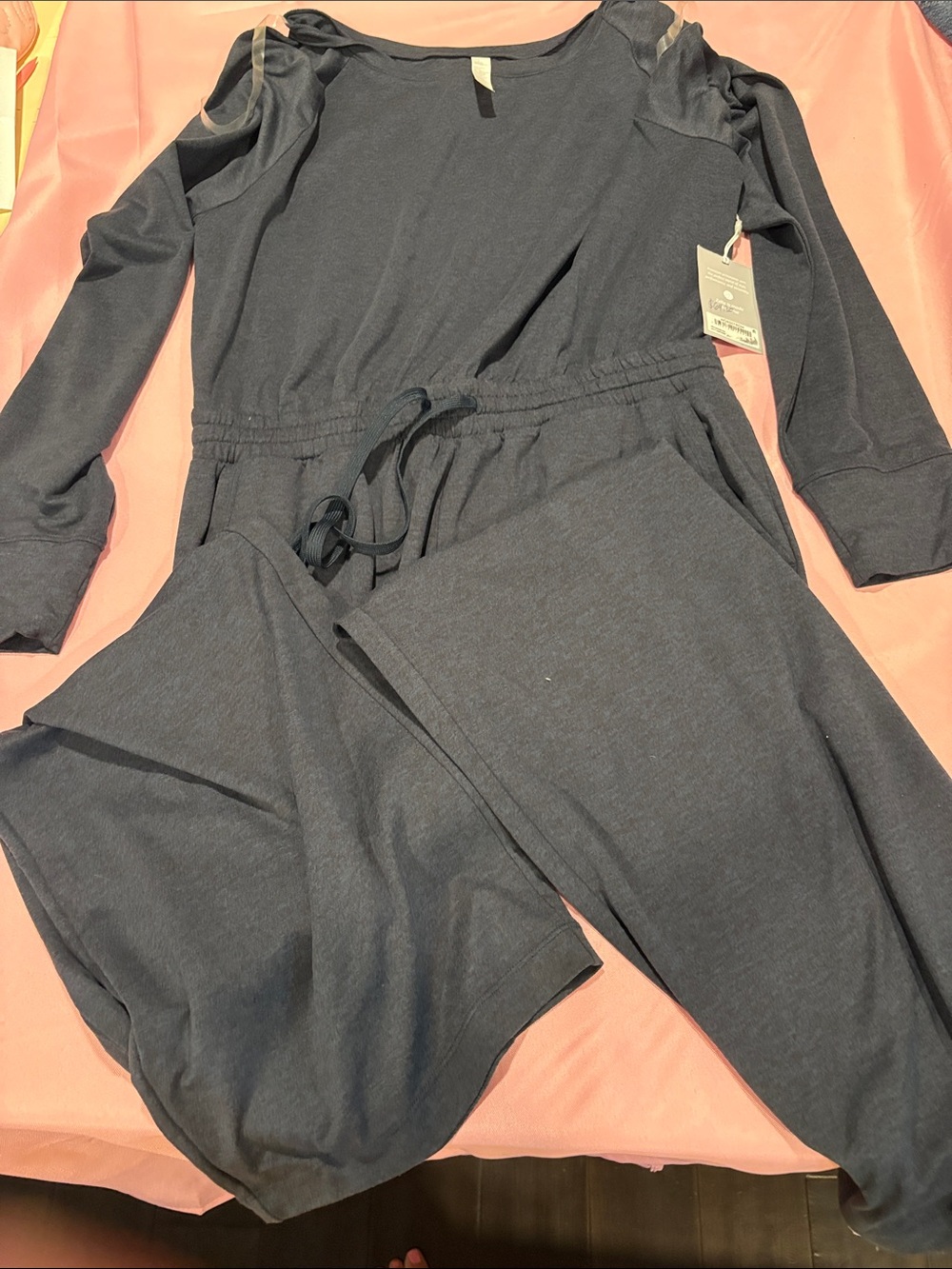 NWT Zella Restore Soft Cozy Long Sleeve Jumpsuit Navy Sapphire Medium $99